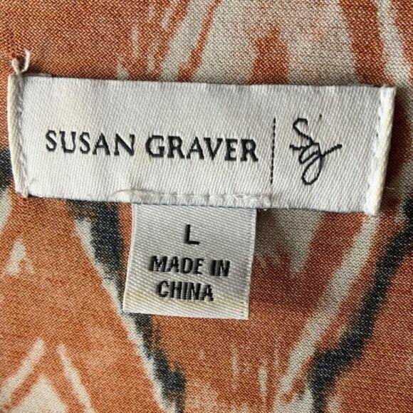 Vintage Susan Graver Blouse Geometric Womens Size Medium Long Sleeve Layered Top - Picture 8 of 10
